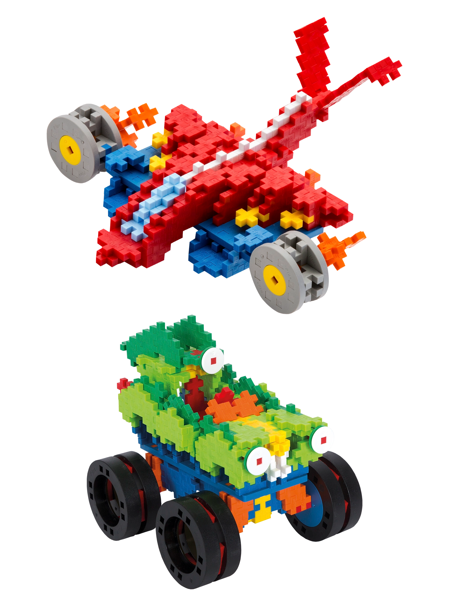 Wheels – 4 Red wheels with 4 white and 4 yellow hubs